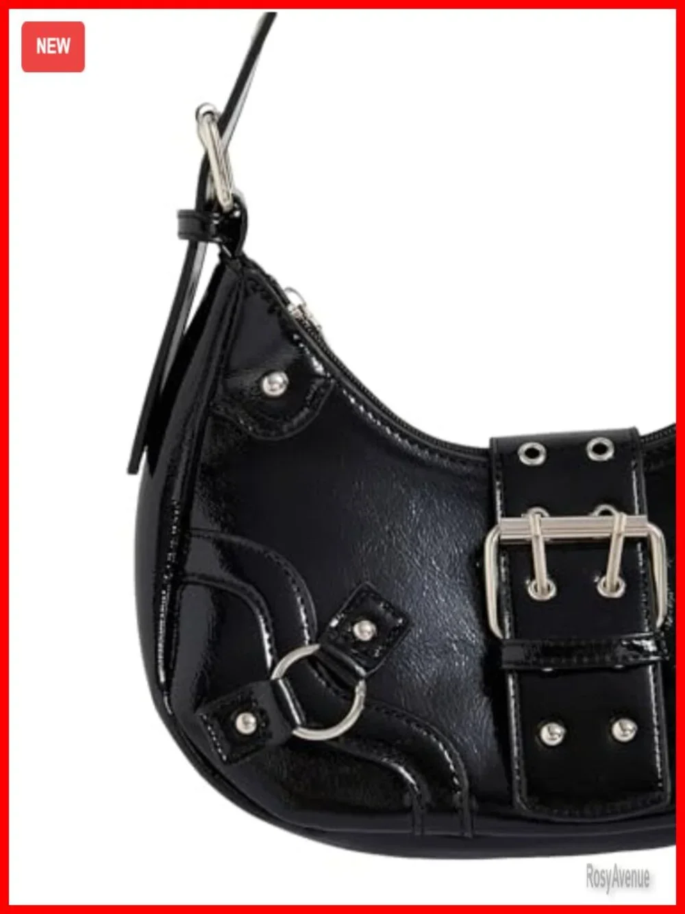 Y2K Goth Handbag Studded PU Leather Clutch Shoulder Bag